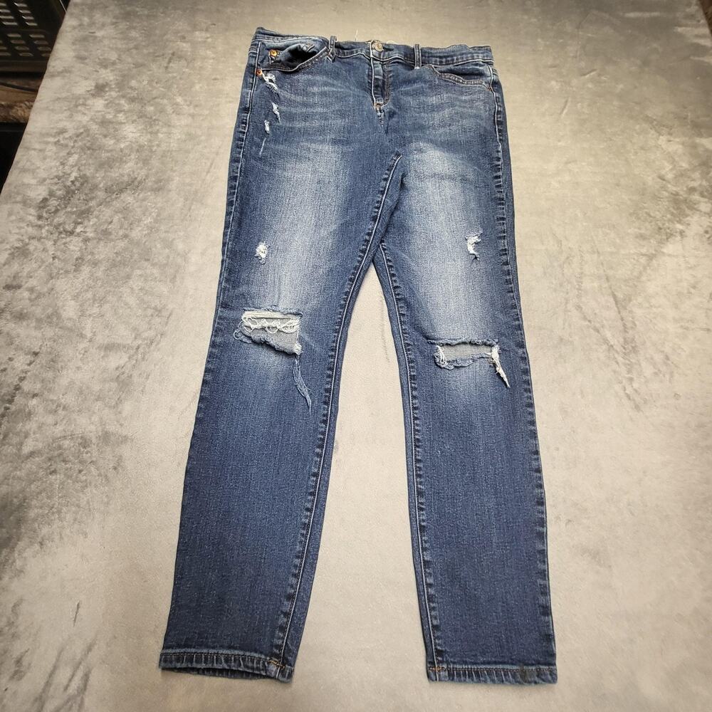 Gap Jeans Womens 32 Blue True Skinny Extra-Slim Distressed Medium Wash